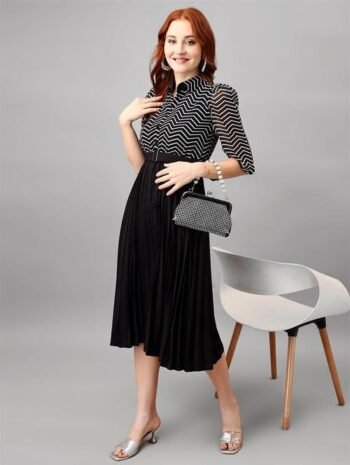 Chevron printed puff sleeves top