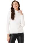 Purple Irish Women's Turtleneck Sweater Top, Long Sleeve, White, Ribbed Knit